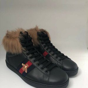 Gucci | Shoes | New Authentic Gucci Ace Hightop Sneaker With Fur